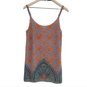Cabi Arabesque Boho Print Brown Orange Teal Camisole Tank Bohemian Size Small